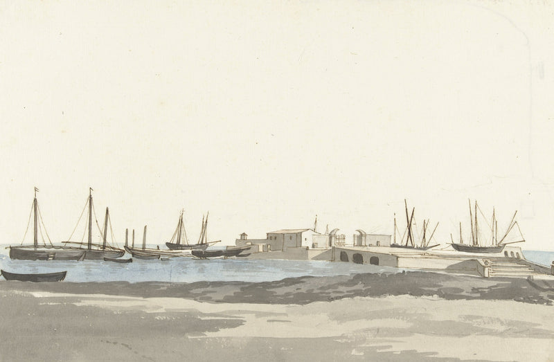 Haven van Barletta met schepen by Abraham-Louis-Rodolphe Ducros