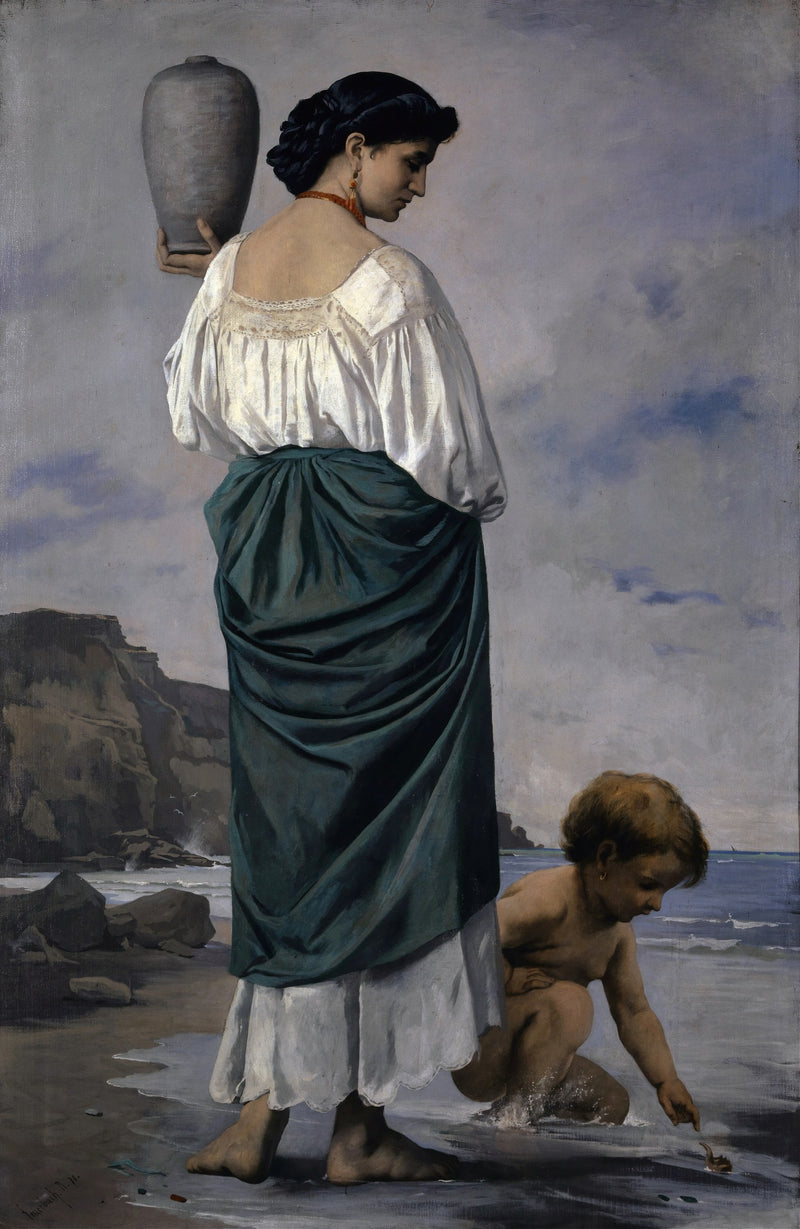 At The Beach, Fisher Maiden In Antium by Anselm Feuerbach