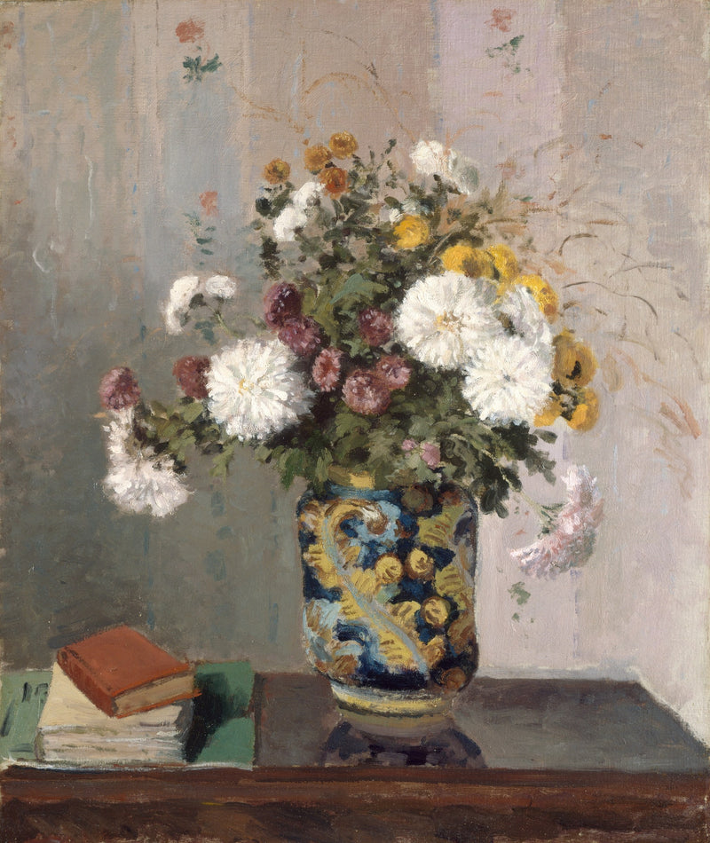 Chrysanthemums in a Chinese Vase by Camille Pissarro