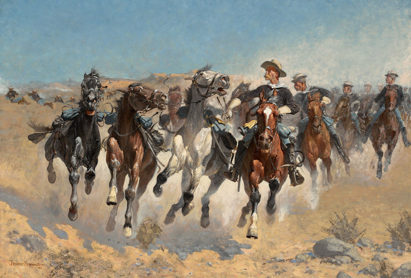 Dismounted,the Fourth Troopers Moving The Led Horses by Frederic Remington