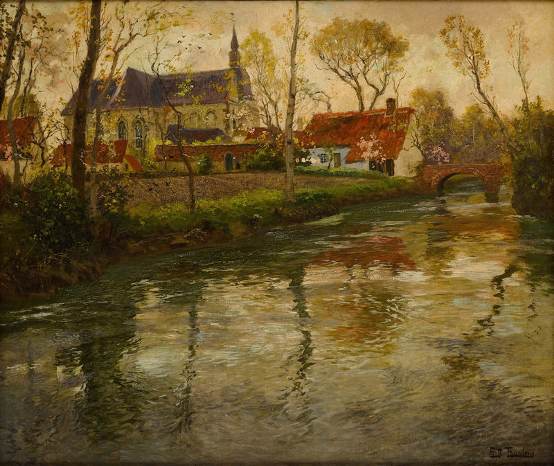 A River Landscape with a Church Beyond by Frits Thaulow