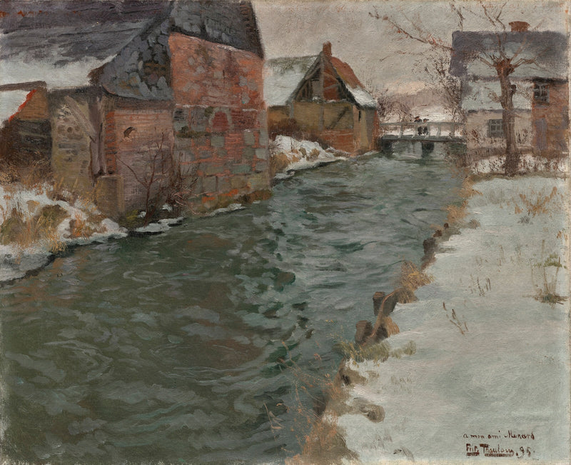 Hameau en bord de rivière by Frits Thaulow