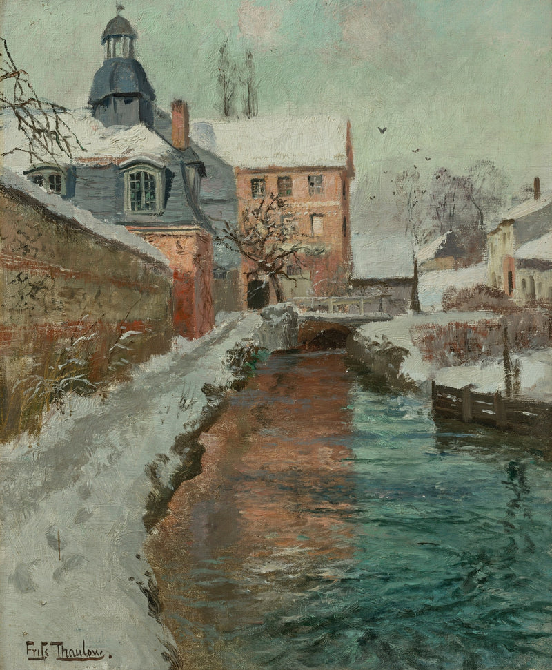 La Chapelle de Lillebonne, neige by Frits Thaulow