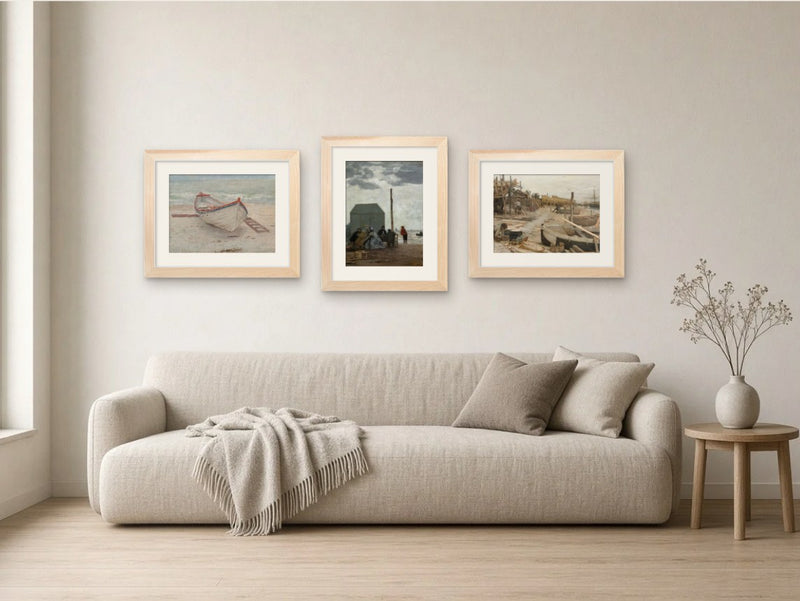 Harbour Days gallery wall, Light Wood frames, in a living room