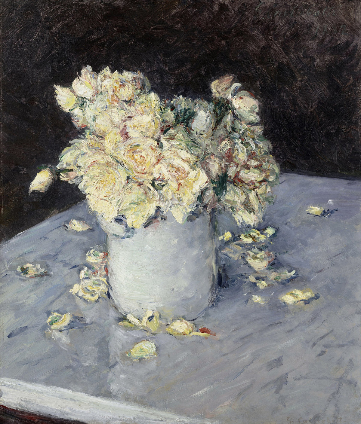 Yellow Roses in a Vase by Gustave Caillebotte