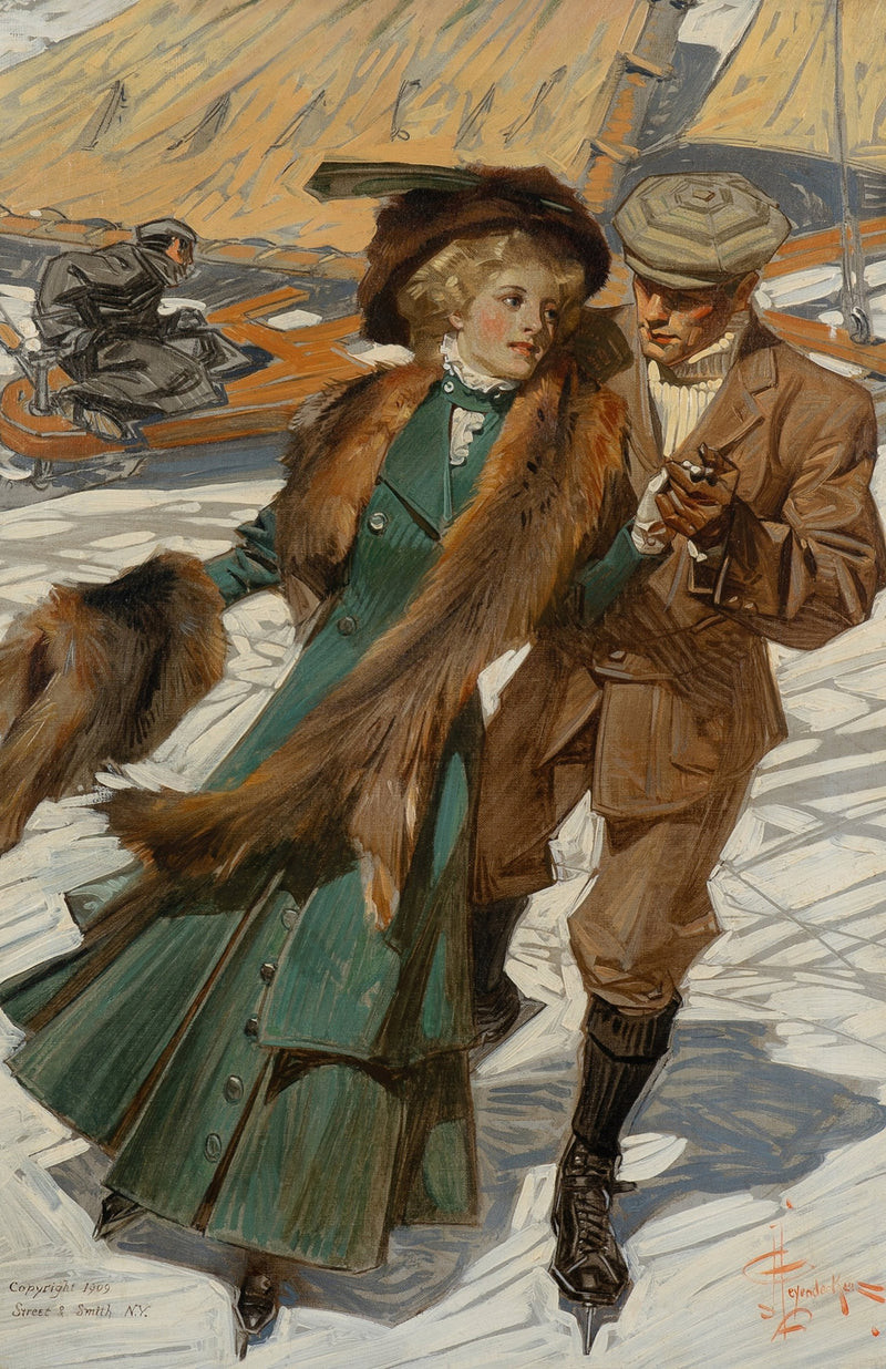 Ice Skaters by Joseph Christian Leyendecker