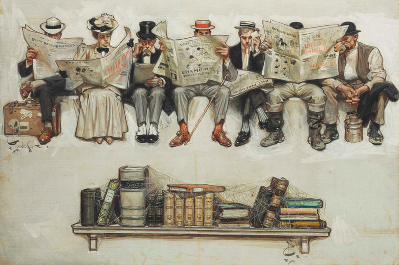 Newspapers Over Books by Joseph Christian Leyendecker