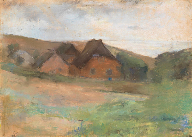 Wiesenlandschaft mit Bauernhäusern (Küstendorf) by Lesser Ury