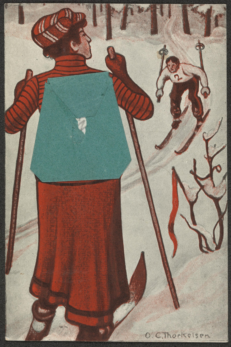 Woman skiing, with backpack by Ole Christoffer Thorkelsen