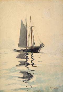 Two-masted Schooner with Dory by Winslow Homer